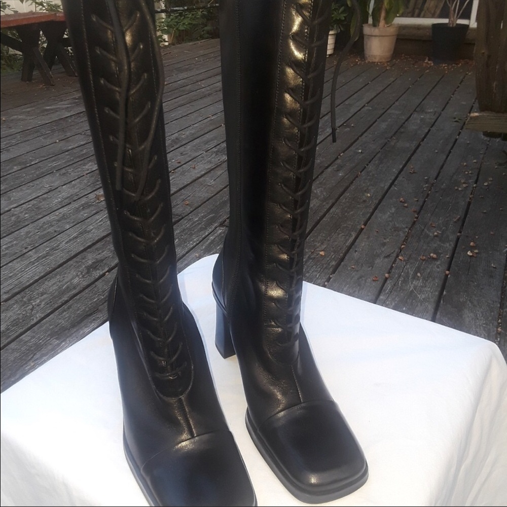 Nine West Leather Motto Black Boot 8